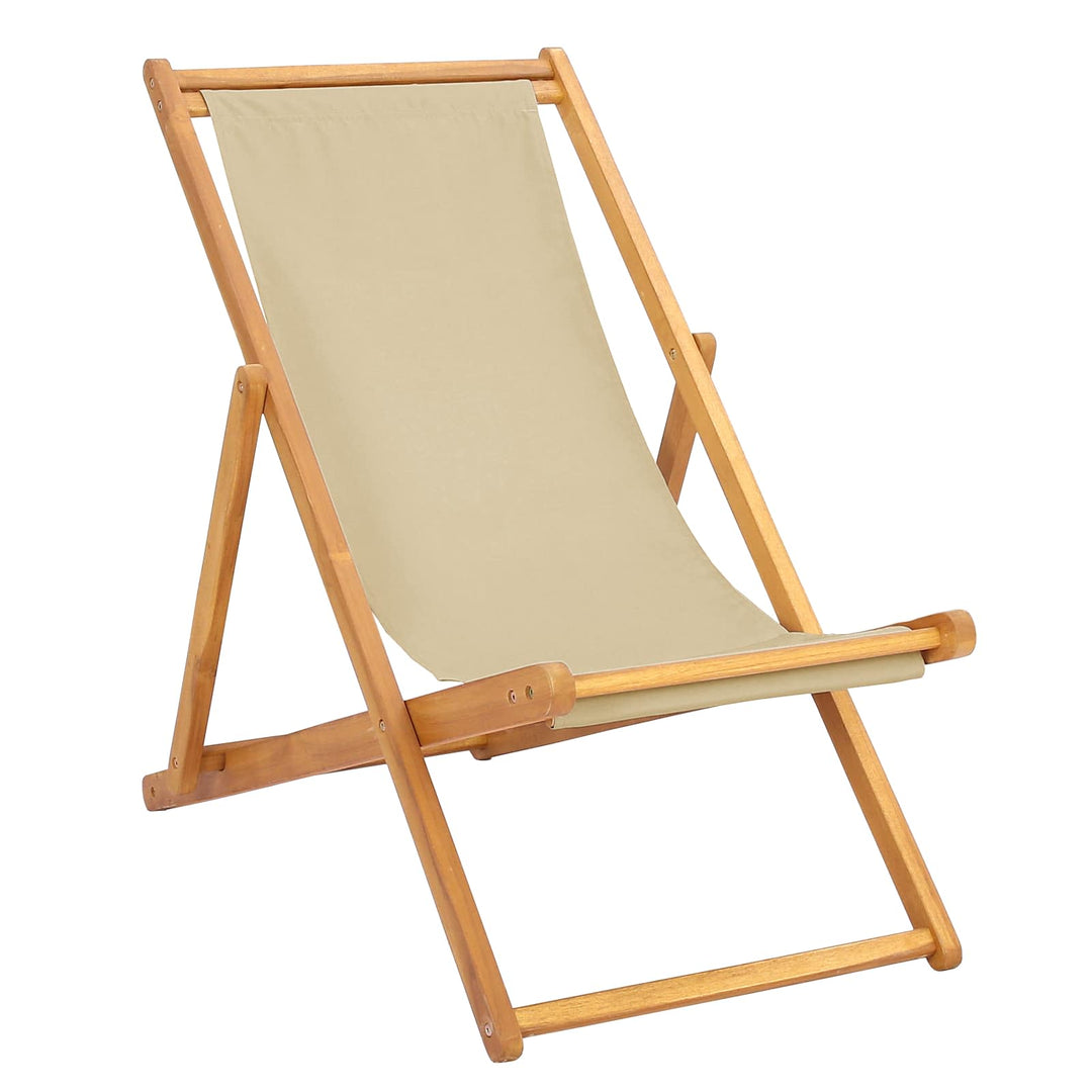 Strandstol Beige Massiv Teaktræ