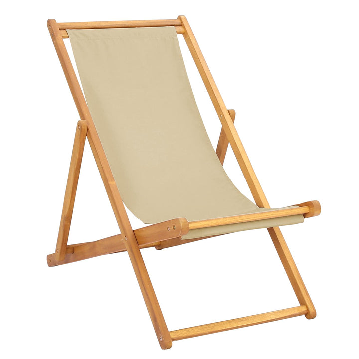 Strandstol Beige Massiv Teaktræ