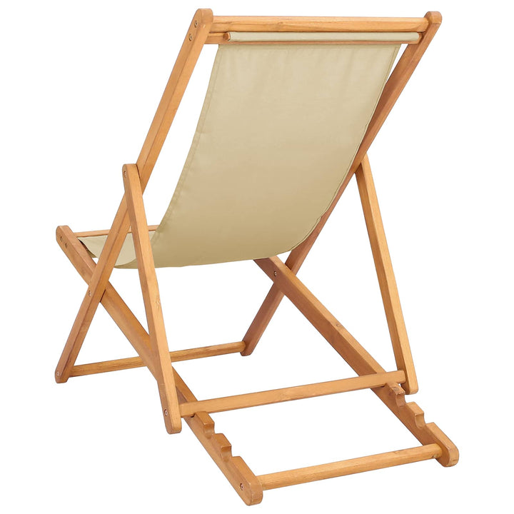 Strandstol Beige Massiv Teaktræ