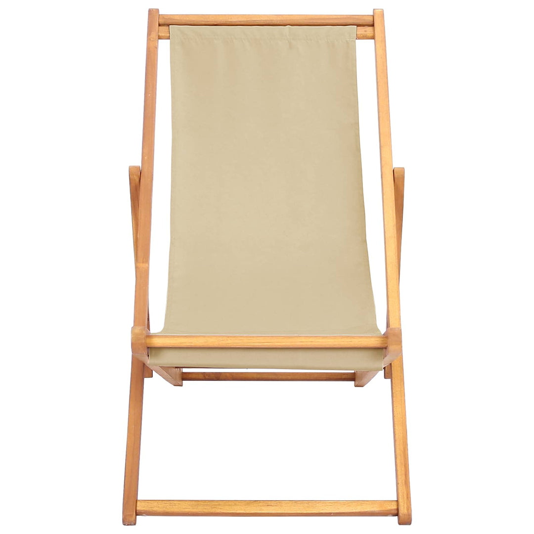 Strandstol Beige Massiv Teaktræ