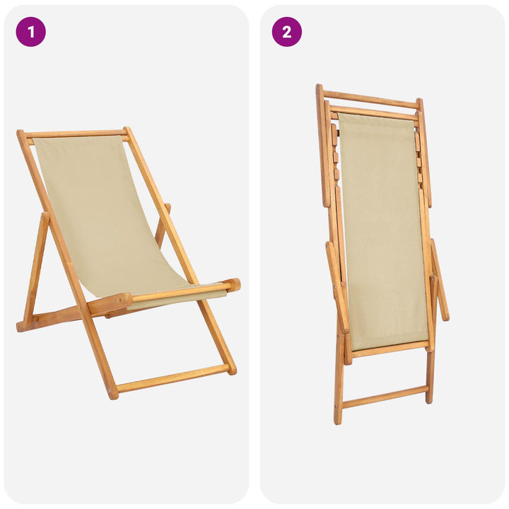 Strandstol Beige Massiv Teaktræ