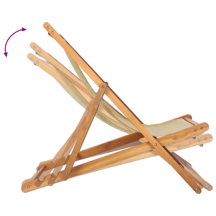 Strandstol Beige Massiv Teaktræ