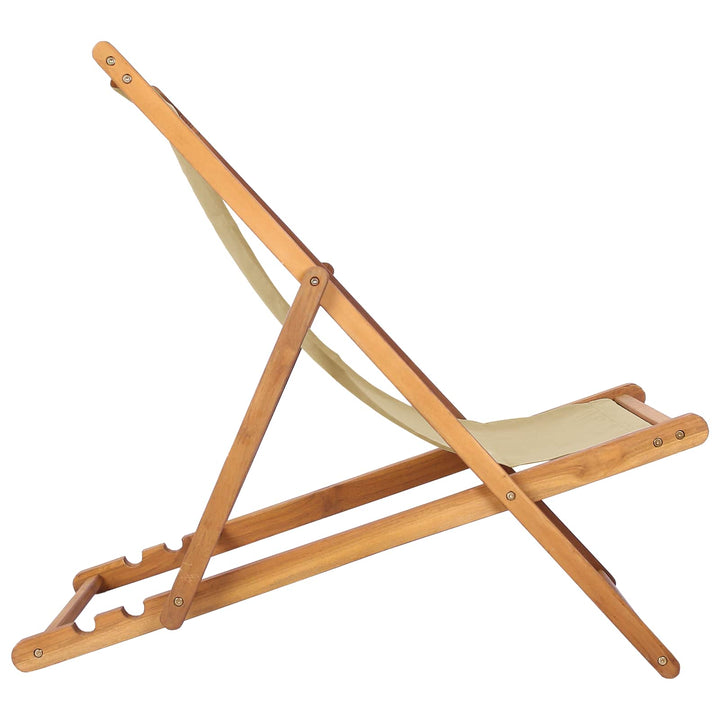 Strandstol Beige Massiv Teaktræ
