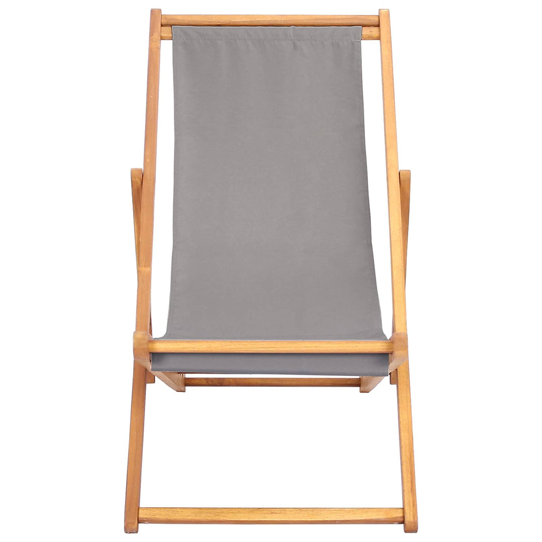 Strandstol Lysegrå Massiv Teaktræ