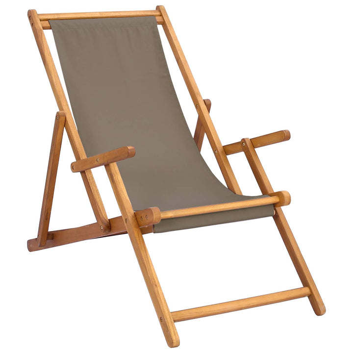 Strandstol Gråbrun Massiv Teaktræ