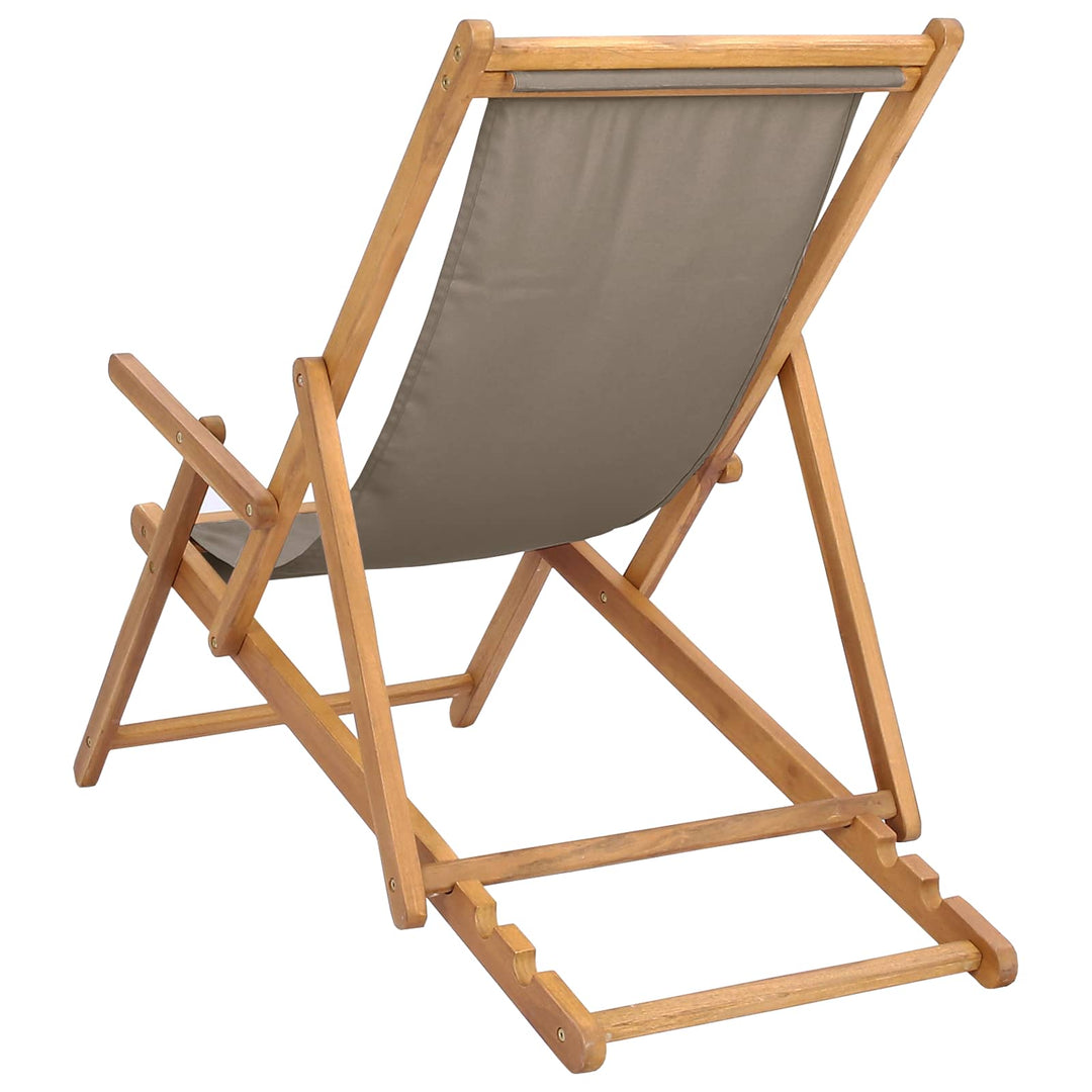 Strandstol Gråbrun Massiv Teaktræ