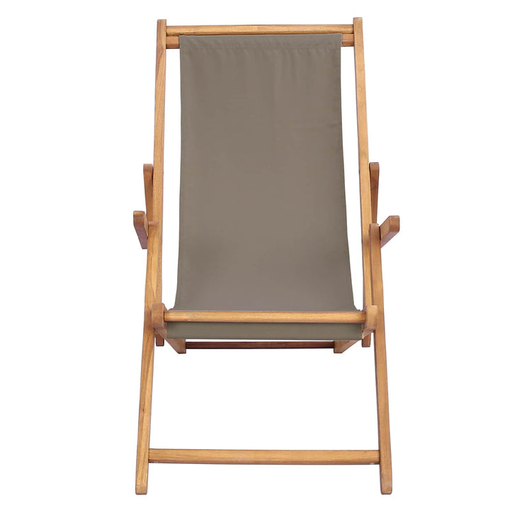 Strandstol Gråbrun Massiv Teaktræ
