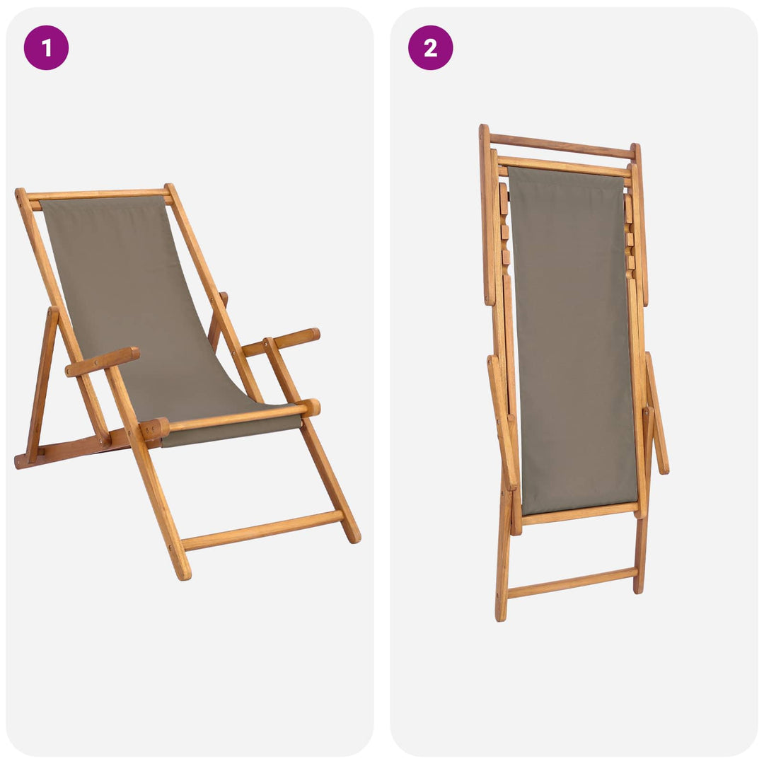 Strandstol Gråbrun Massiv Teaktræ