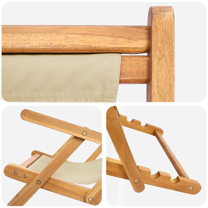 Strandstol Beige Massiv Teaktræ