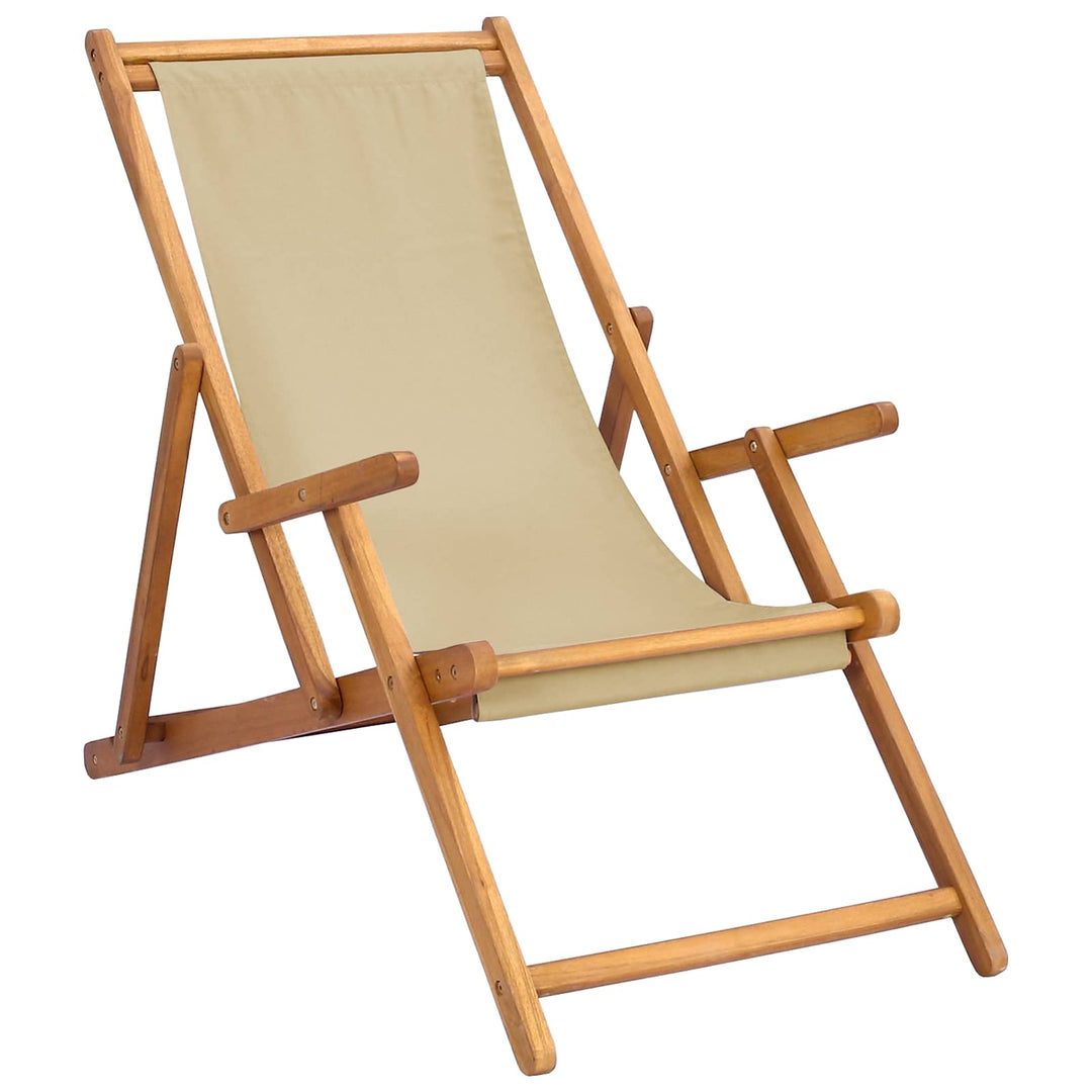 Strandstol Beige Massiv Teaktræ
