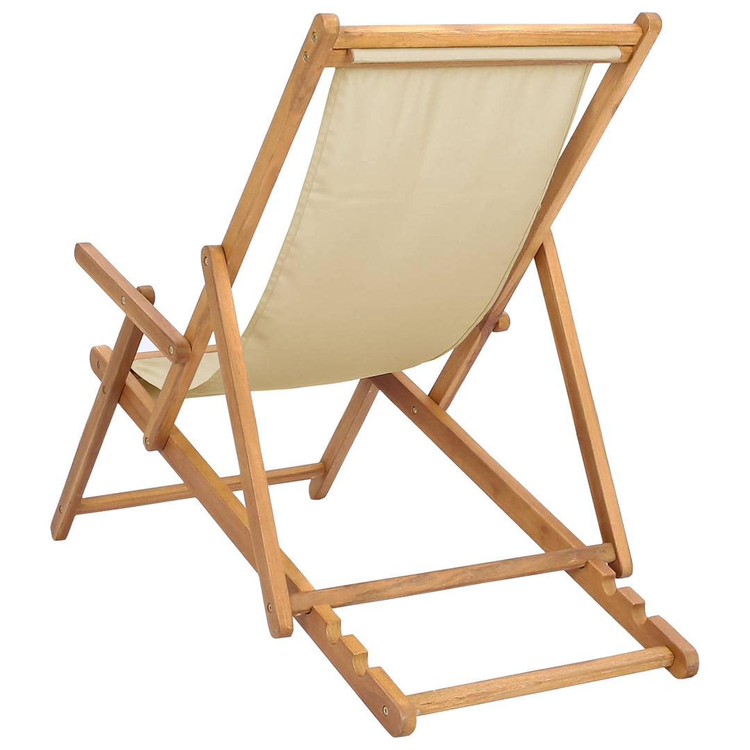 Strandstol Beige Massiv Teaktræ