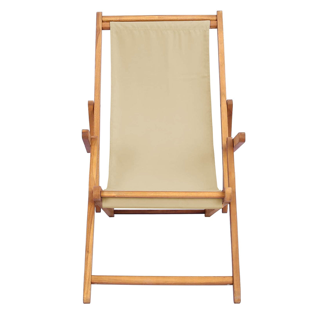 Strandstol Beige Massiv Teaktræ