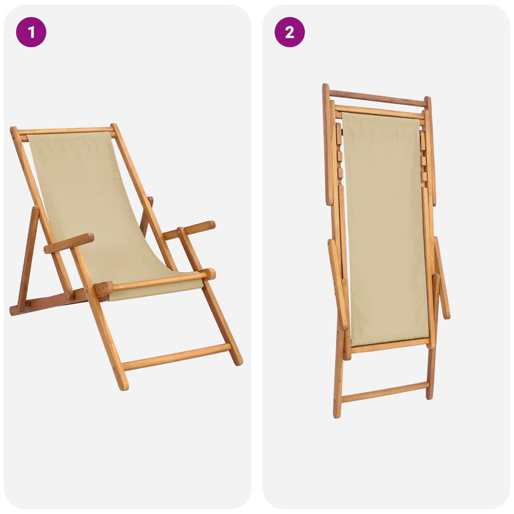 Strandstol Beige Massiv Teaktræ