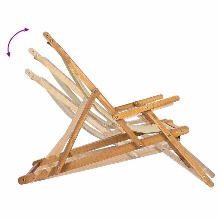 Strandstol Beige Massiv Teaktræ