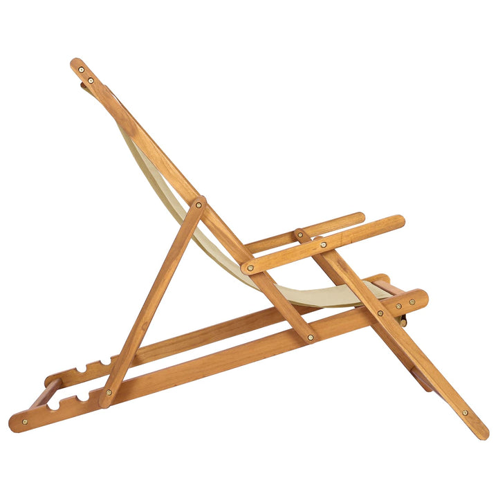 Strandstol Beige Massiv Teaktræ