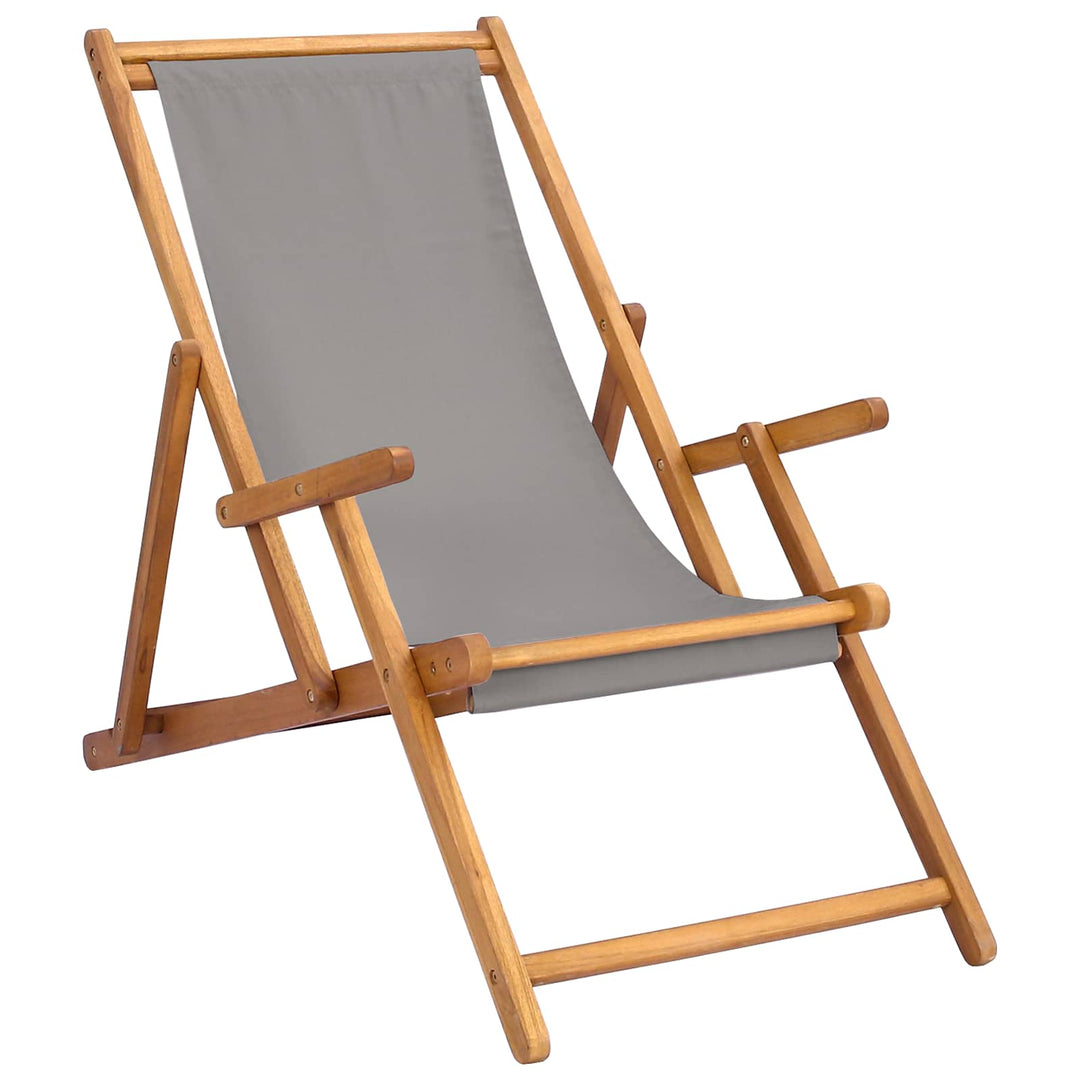Strandstol Lysegrå Massiv Teaktræ