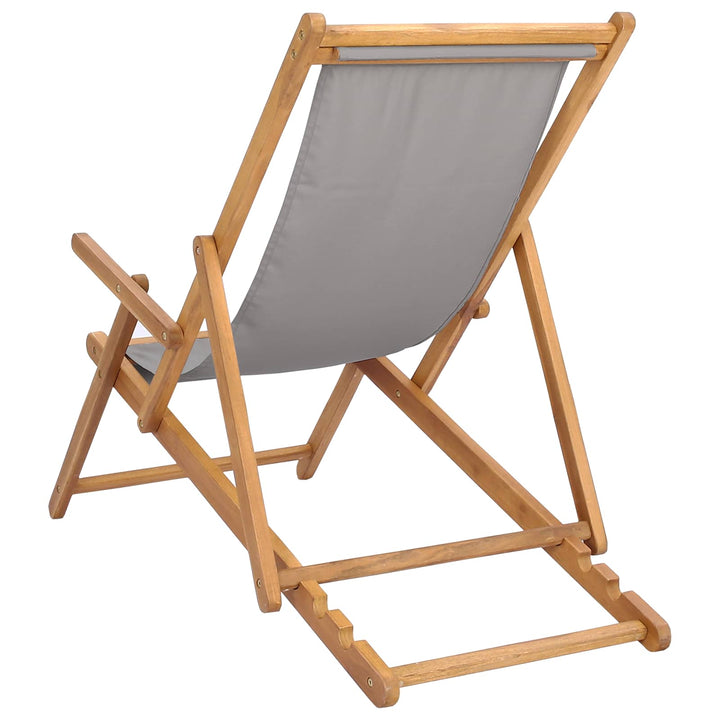 Strandstol Lysegrå Massiv Teaktræ