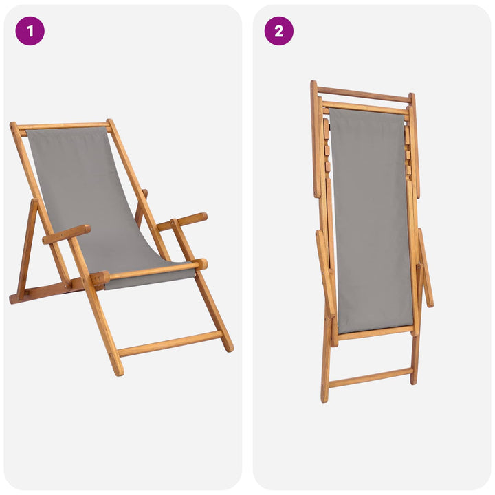 Strandstol Lysegrå Massiv Teaktræ