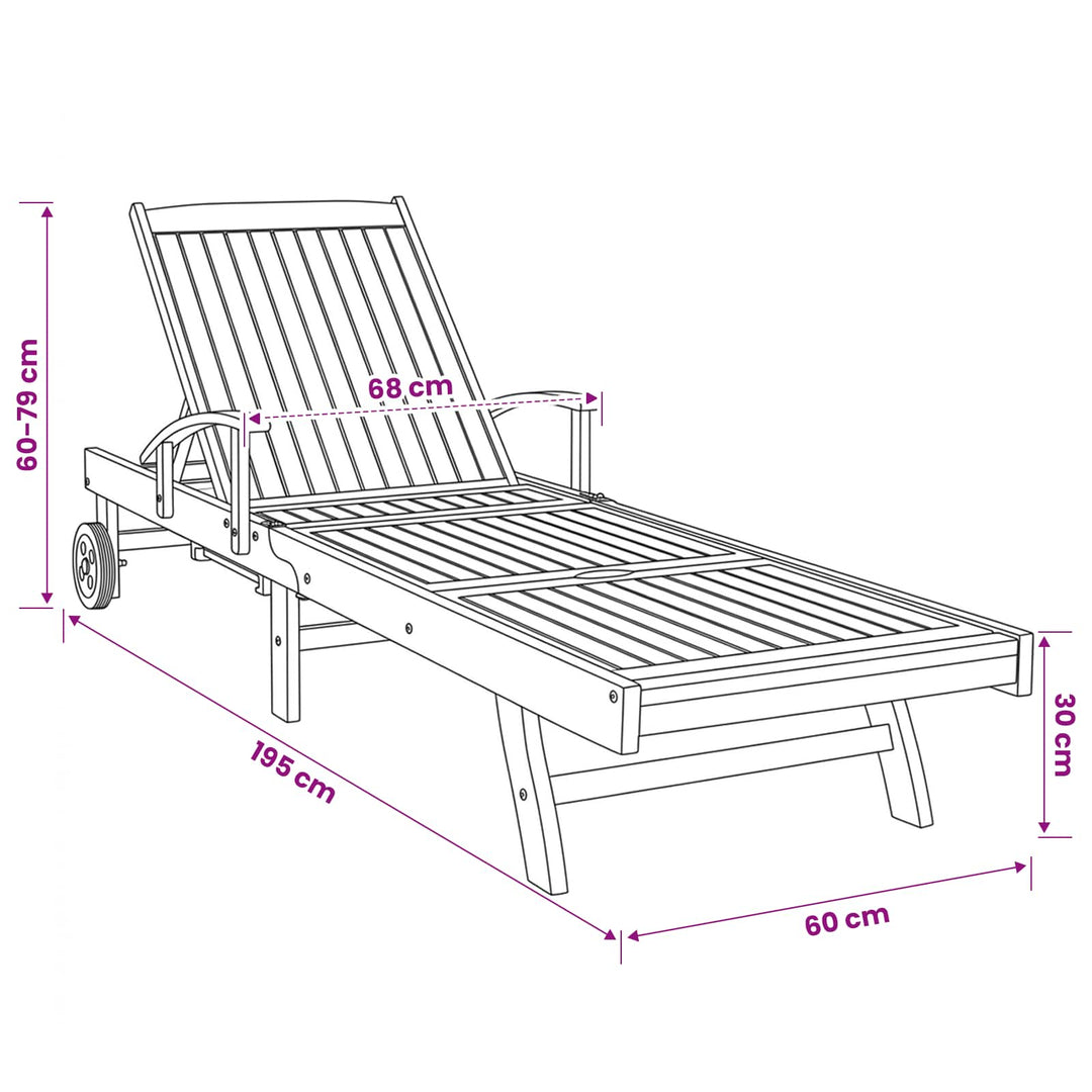 Solstol 1-person Brun Massiv Teaktræ