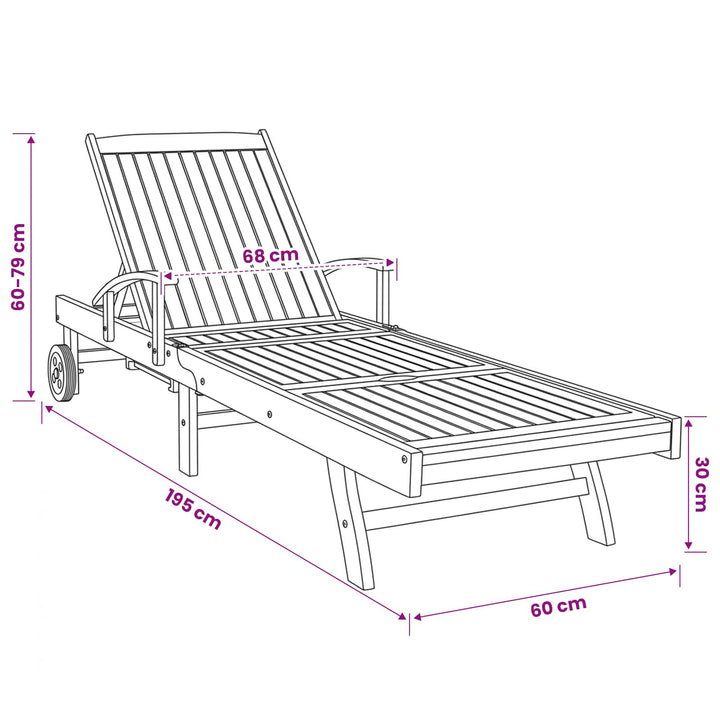 Solstol 1-person Brun Massiv Teaktræ