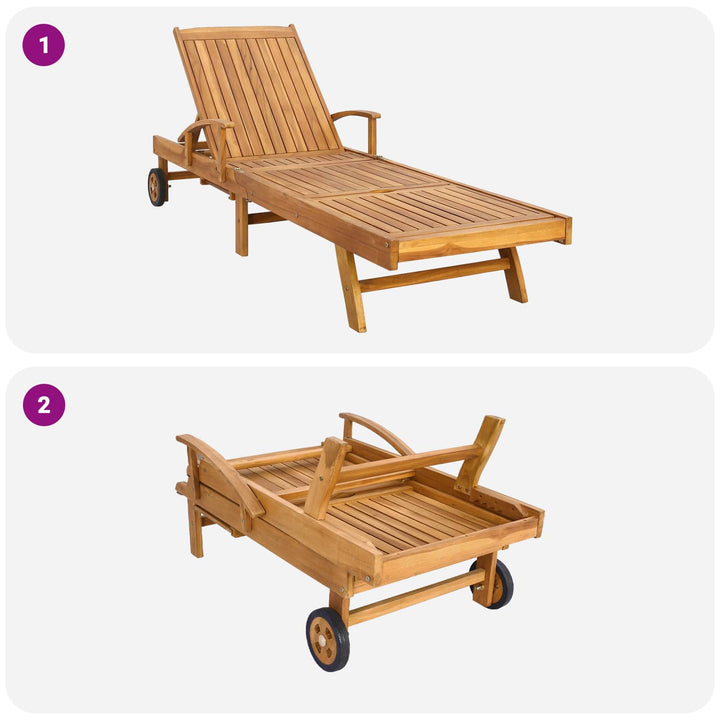 Liggestol med pude 100% Polyester Solid-Teak