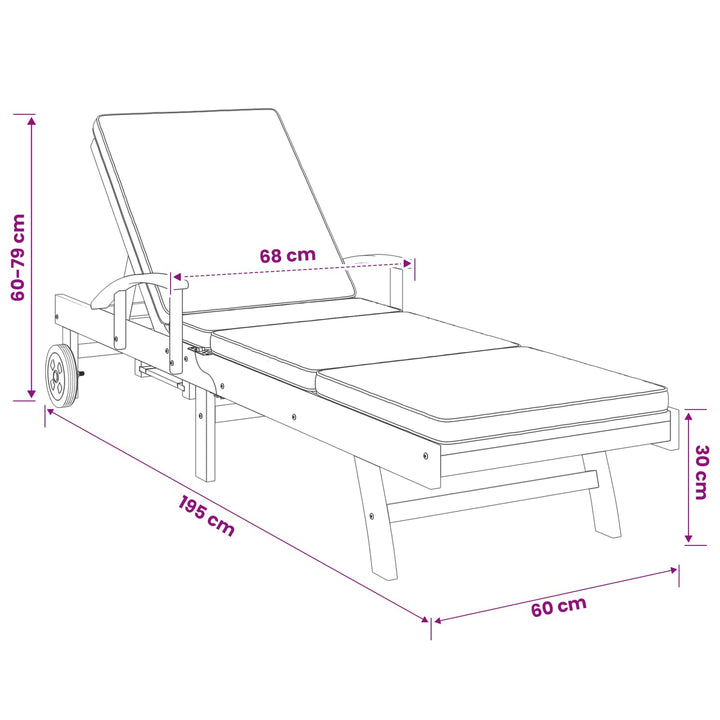 Liggestol med pude 100% Polyester Solid-Teak