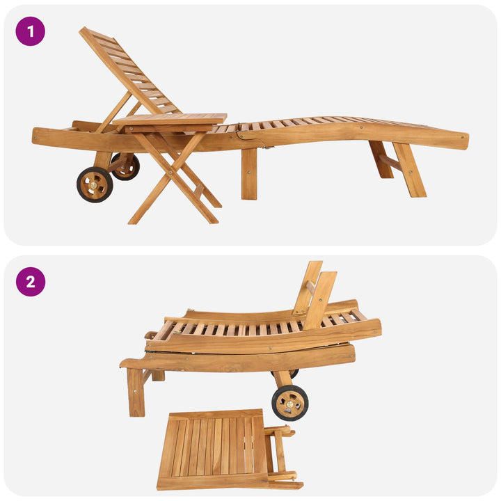 Solstol 2 pcs Brun Massiv Teaktræ
