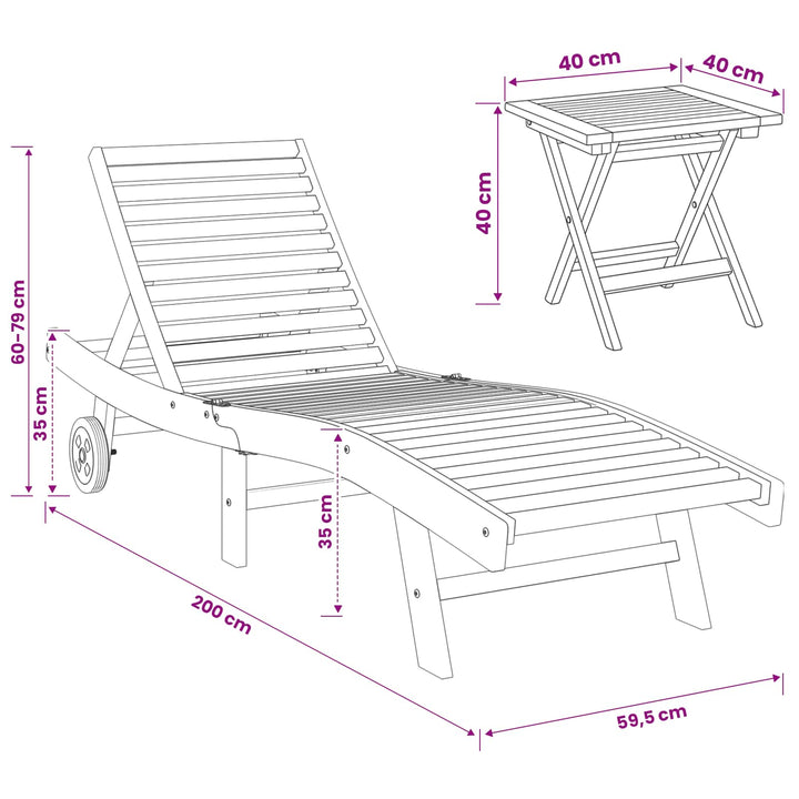 Solstol 2 pcs Brun Massiv Teaktræ