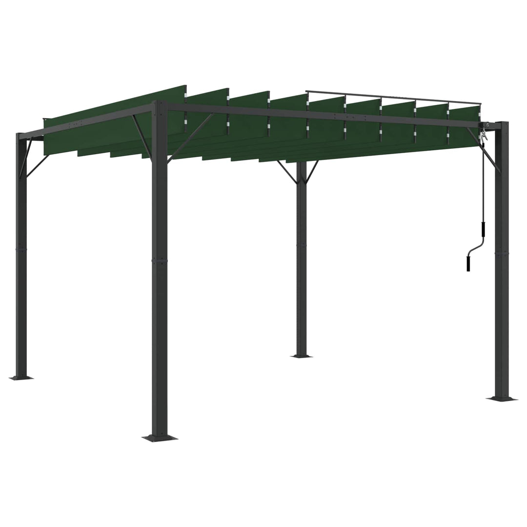 Pergola med louvret tag 3 x 3 x 2,14 m Grøn Stof og aluminium