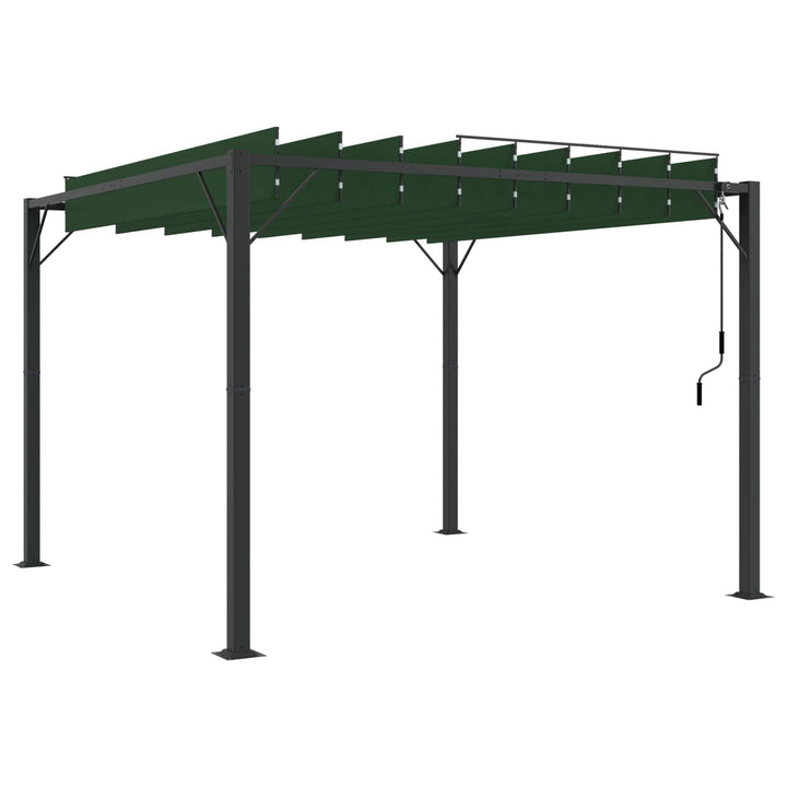 Pergola med louvret tag 3 x 3 x 2,14 m Grøn Stof og aluminium