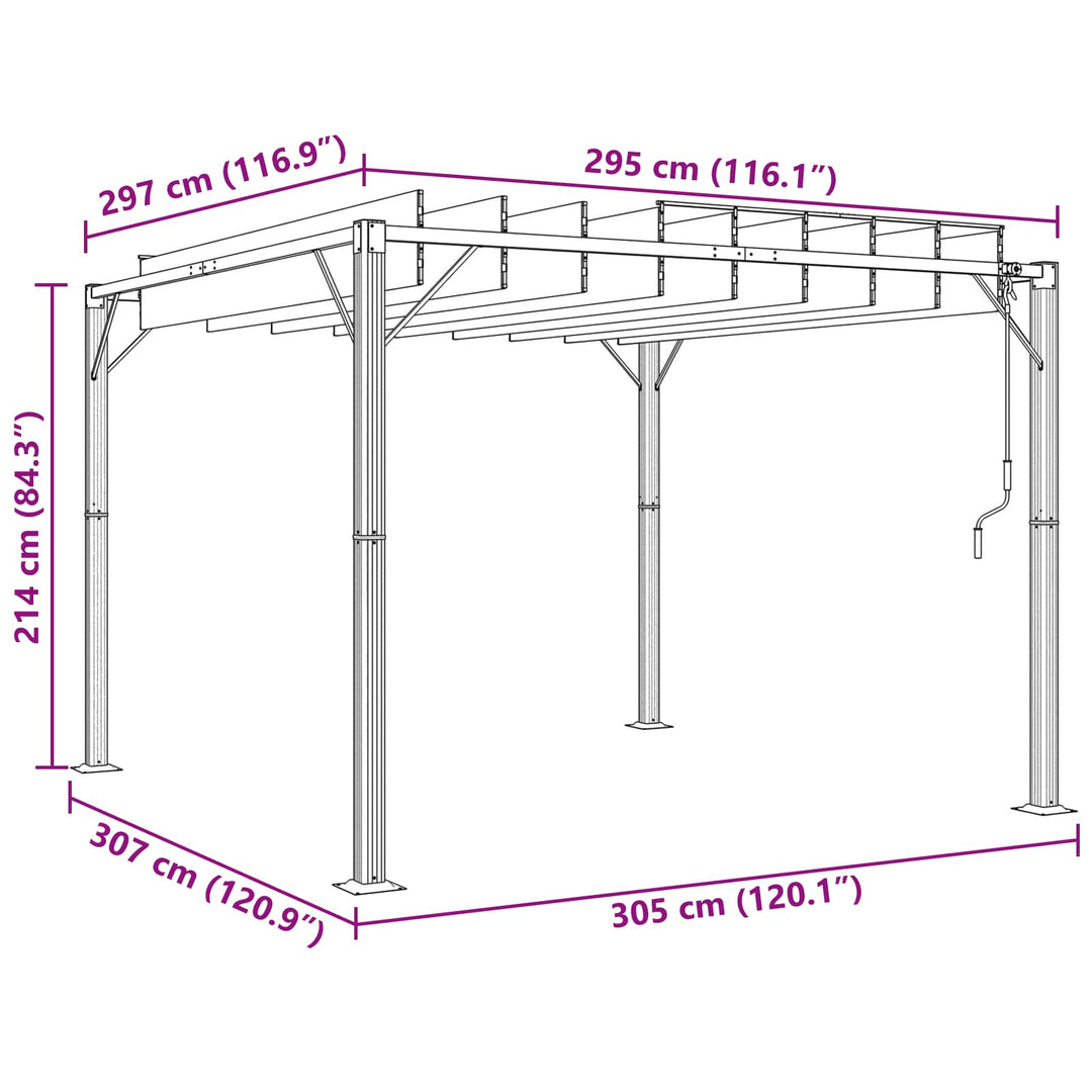 Pergola med louvret tag 3 x 3 x 2,14 m Grøn Stof og aluminium