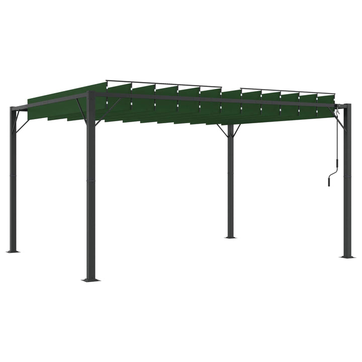 Pergola med louvret tag 3 x 4 x 2,14 m Grøn Stof og aluminium
