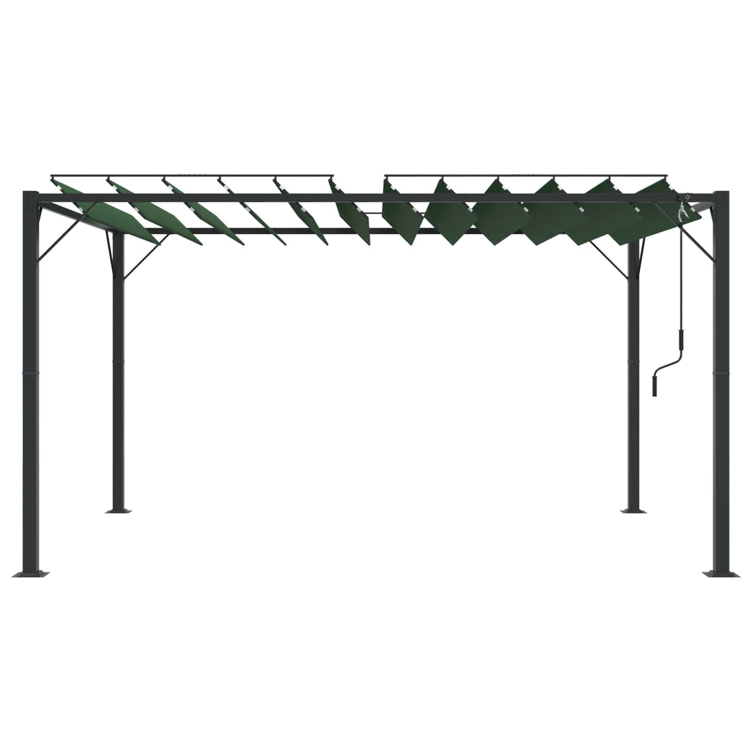 Pergola med louvret tag 3 x 4 x 2,14 m Grøn Stof og aluminium
