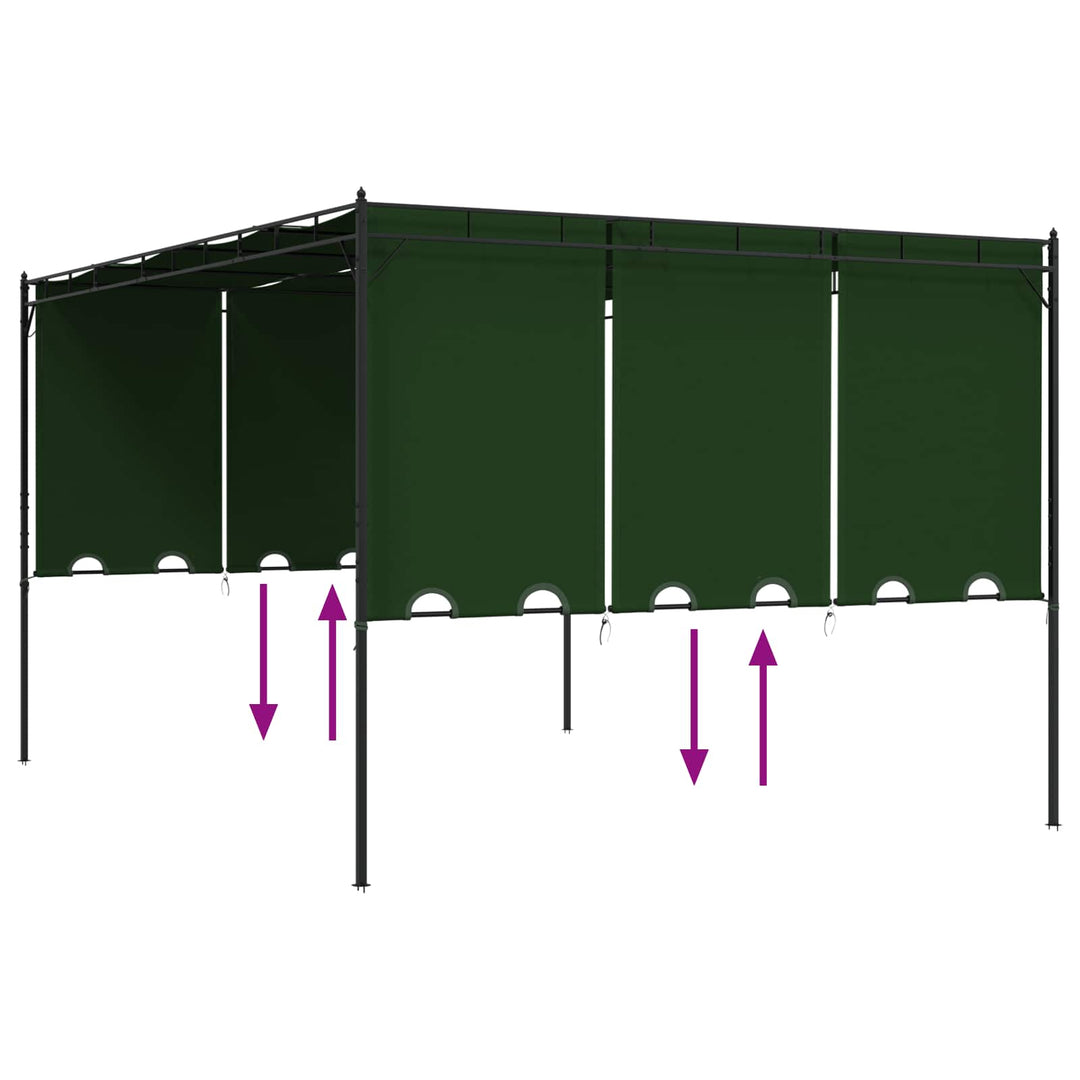 Pavillon 4 x 3 x 2,3 m Grøn Polyester og Stål