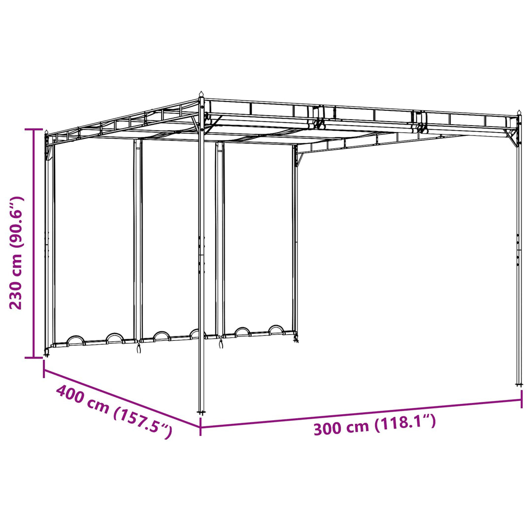 Pavillon 4 x 3 x 2,3 m Grøn Polyester og Stål