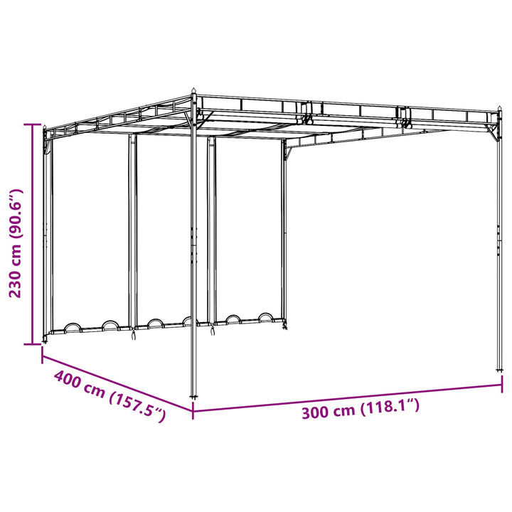 Pavillon 4 x 3 x 2,3 m Grøn Polyester og Stål