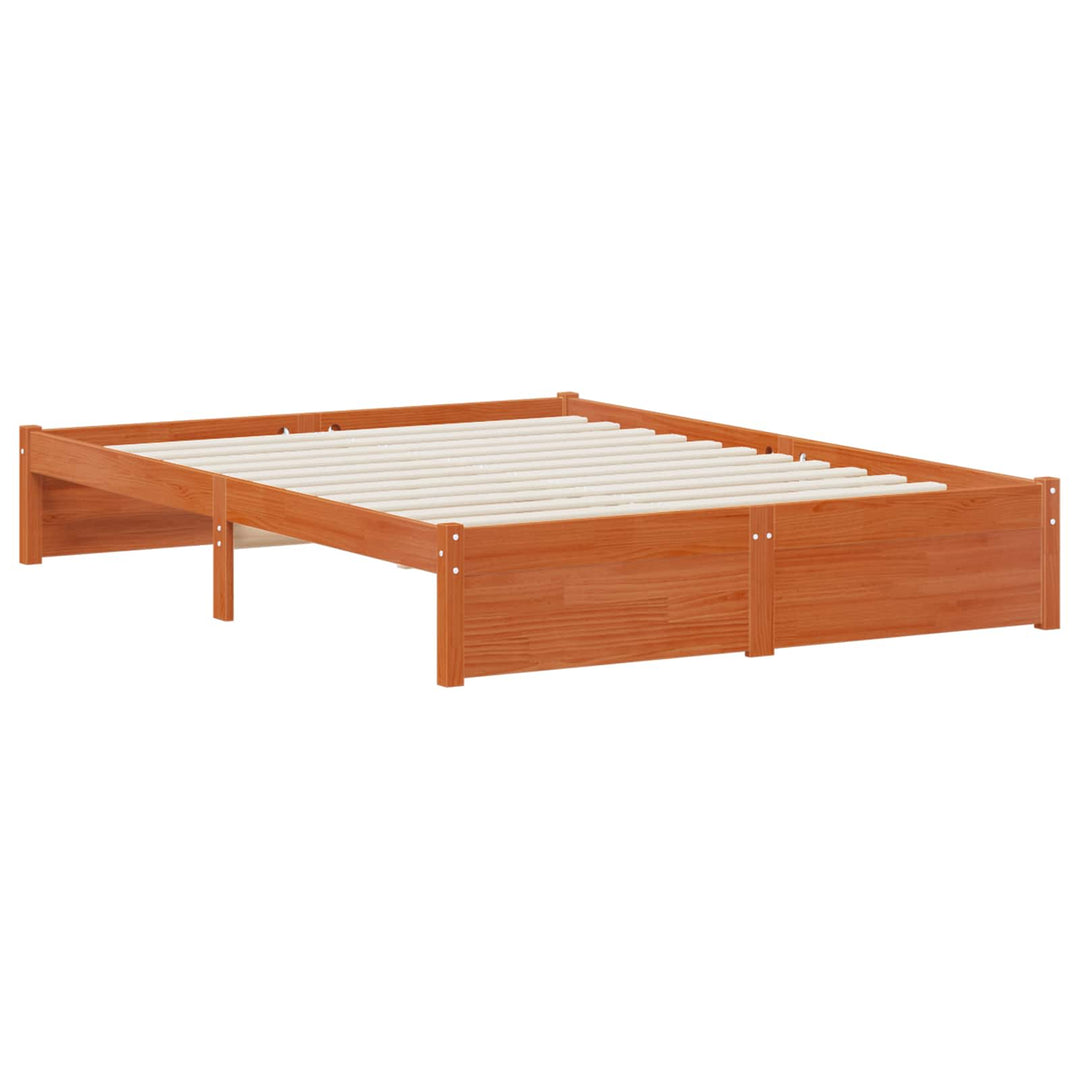 Sengestel med opbevaringshovedgavl Voks brun 140 x 190 cm