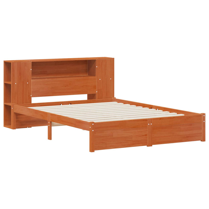 Sengestel med opbevaringshovedgavl Voks brun 140 x 190 cm