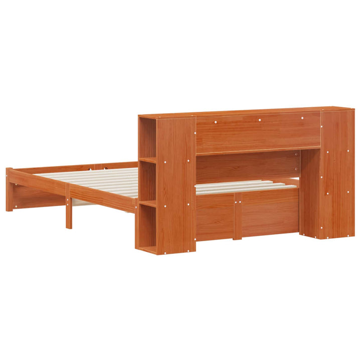 Sengestel med opbevaringshovedgavl Voks brun 140 x 190 cm