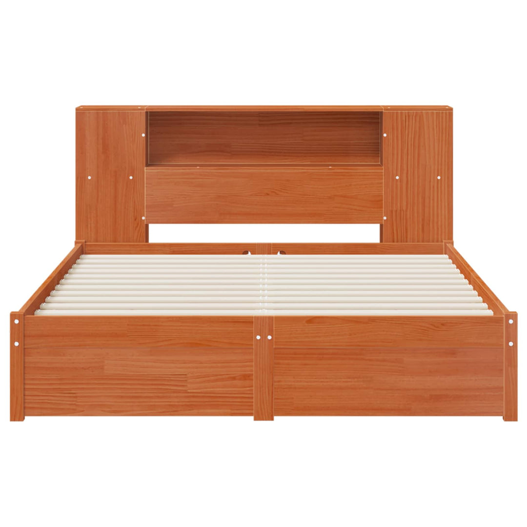 Sengestel med opbevaringshovedgavl Voks brun 140 x 190 cm