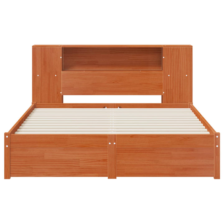 Sengestel med opbevaringshovedgavl Voks brun 140 x 190 cm