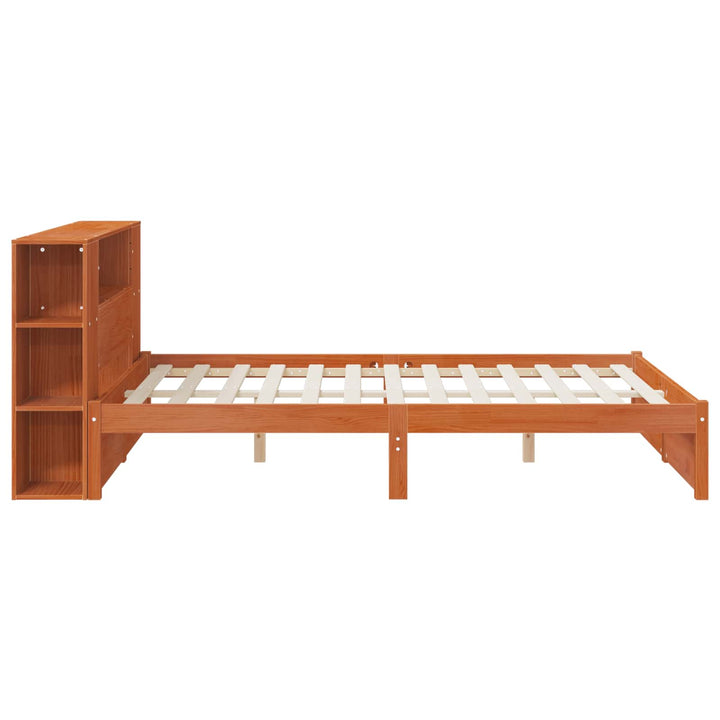 Sengestel med opbevaringshovedgavl Voks brun 140 x 190 cm
