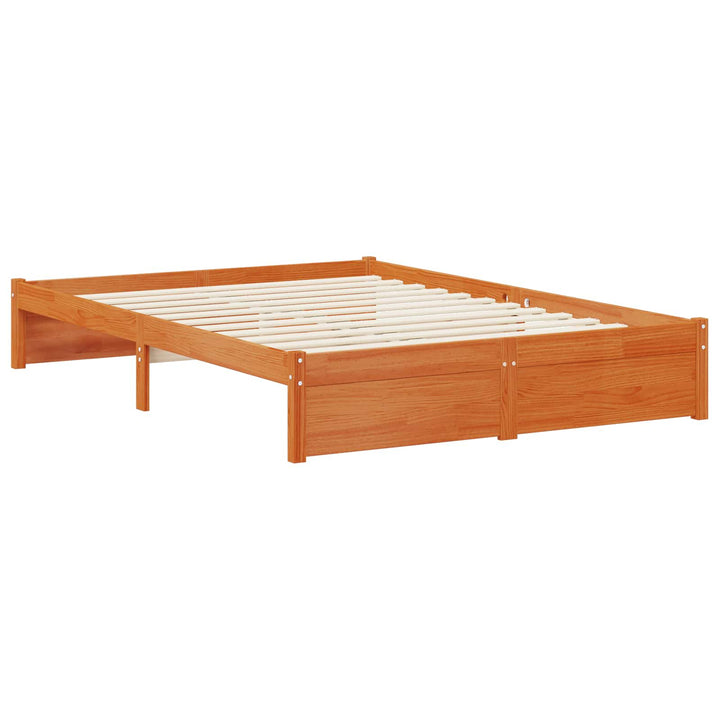 Sengestel med opbevaringshovedgavl VoksBrun 140 x 190 cm