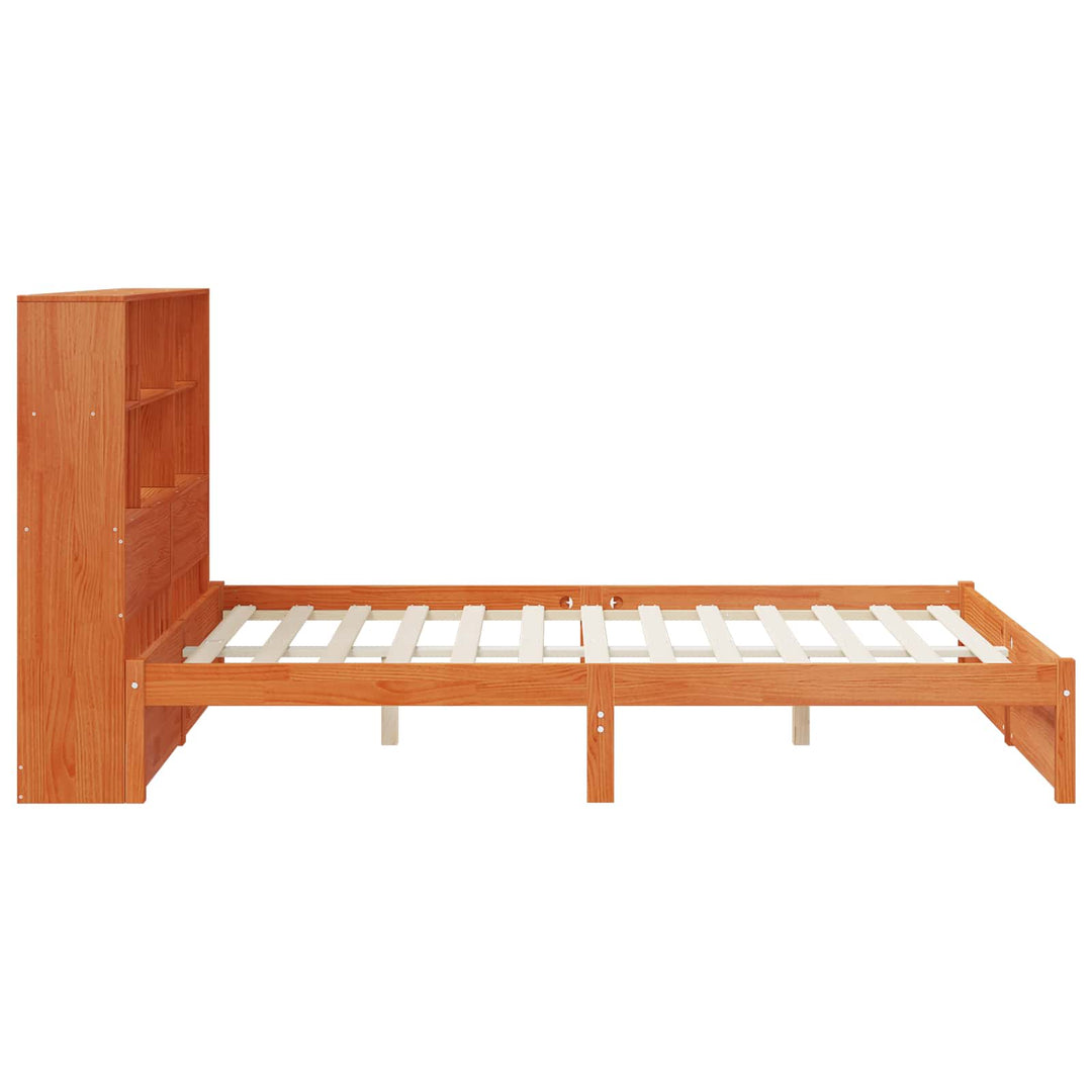 Sengestel med opbevaringshovedgavl VoksBrun 140 x 190 cm
