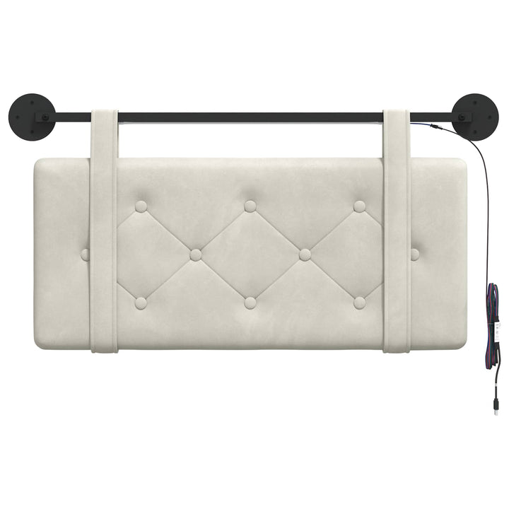 Hængende sengegavl Med LED-lys Cremefarvet Fløjl