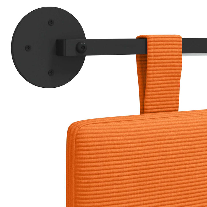 Hængende sengegavl Med LED-lys Orange Velourstof