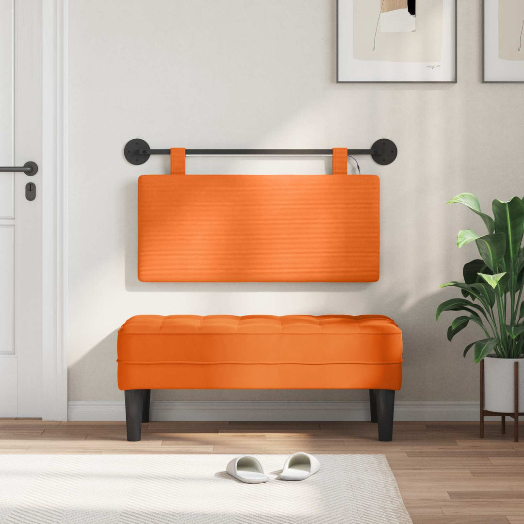 Hængende sengegavl Med LED-lys Orange Velourstof