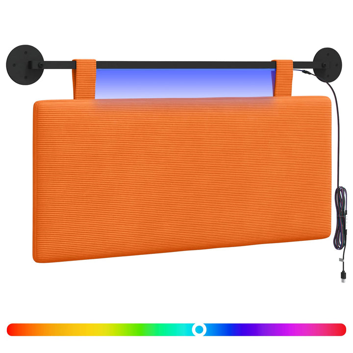 Hængende sengegavl Med LED-lys Orange Velourstof