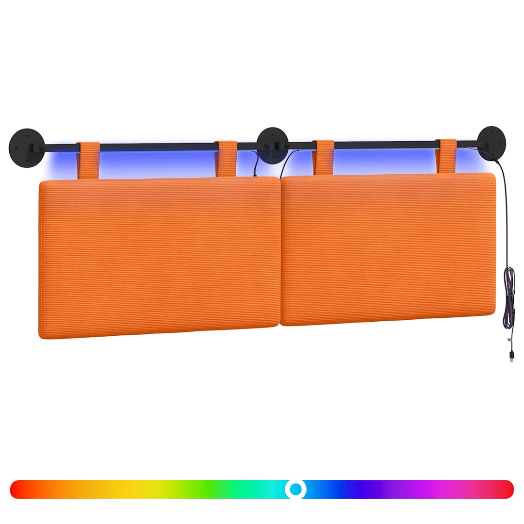Hængende sengegavl Med LED-lys Orange Velourstof