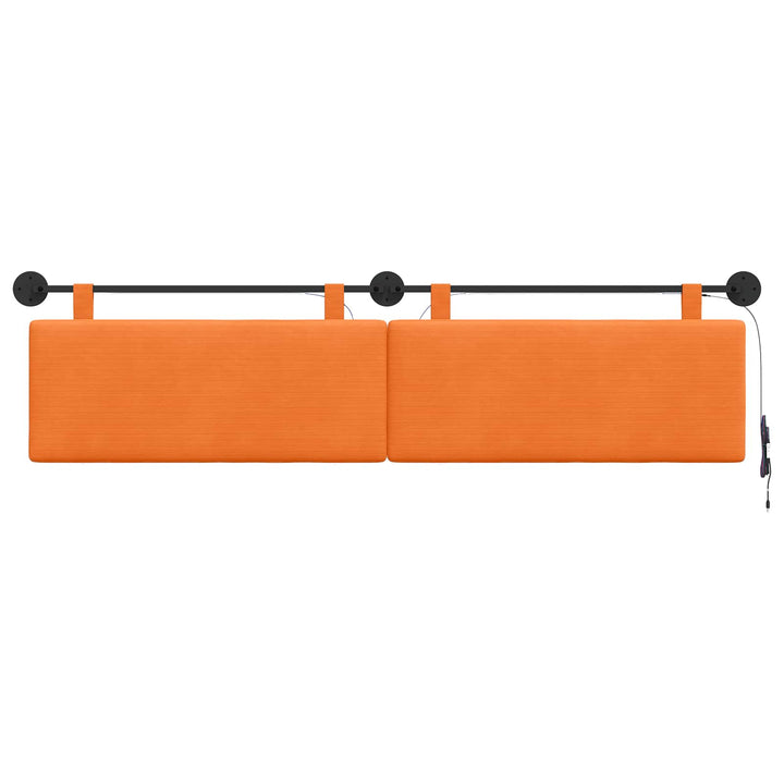 Hængende sengegavl Med LED-lys Orange Velourstof